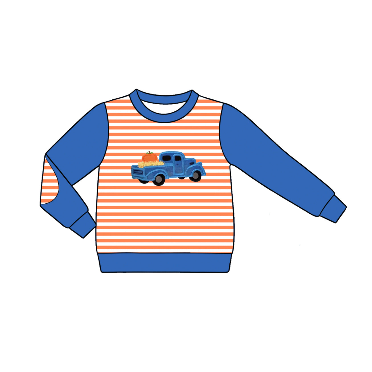 Baby Boys Long Sleeve Orange Stripe Pumpkin Truck Fall T-shirt Top Preorder