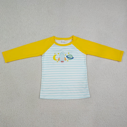 Sibling Baby Boys Embroidery Moons Rocket Earth Shirts Pant Clothes Set Rompers