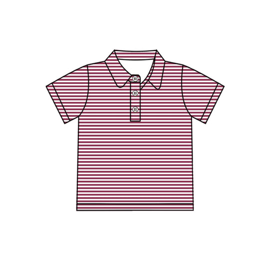 Baby Boys Short Sleeve Red Stripe Button Shirts Top Preorder