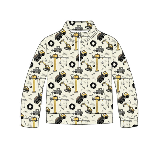 Baby Boys Long Sleeve Excavators Zip Pockets Pullovers Top Preorder