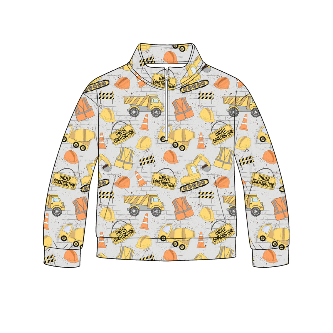 Baby Boys Long Sleeve Excavators Zip Pockets Pullovers Top Preorder