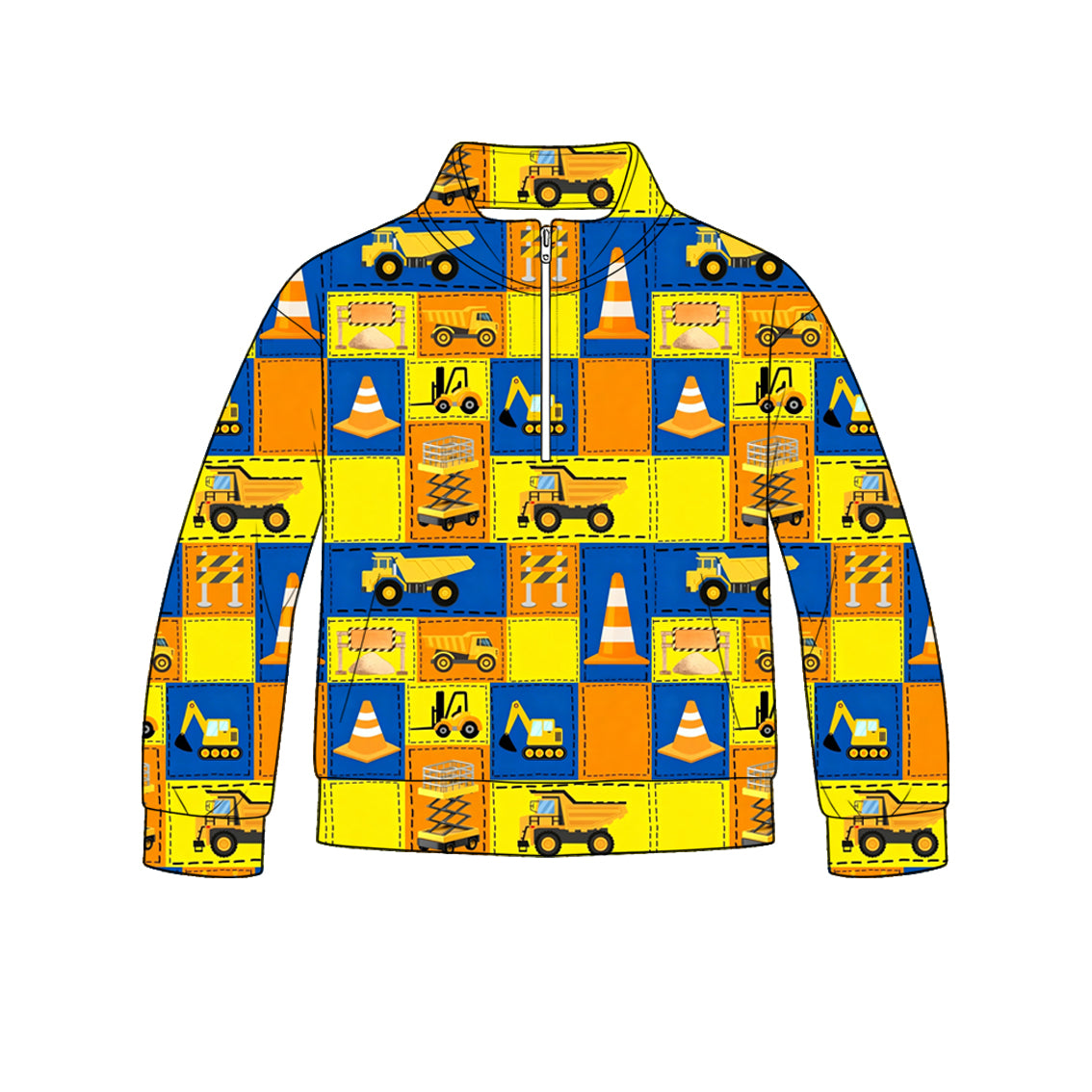 Baby Boys Long Sleeve Excavators Zip Pockets Pullovers Top Preorder