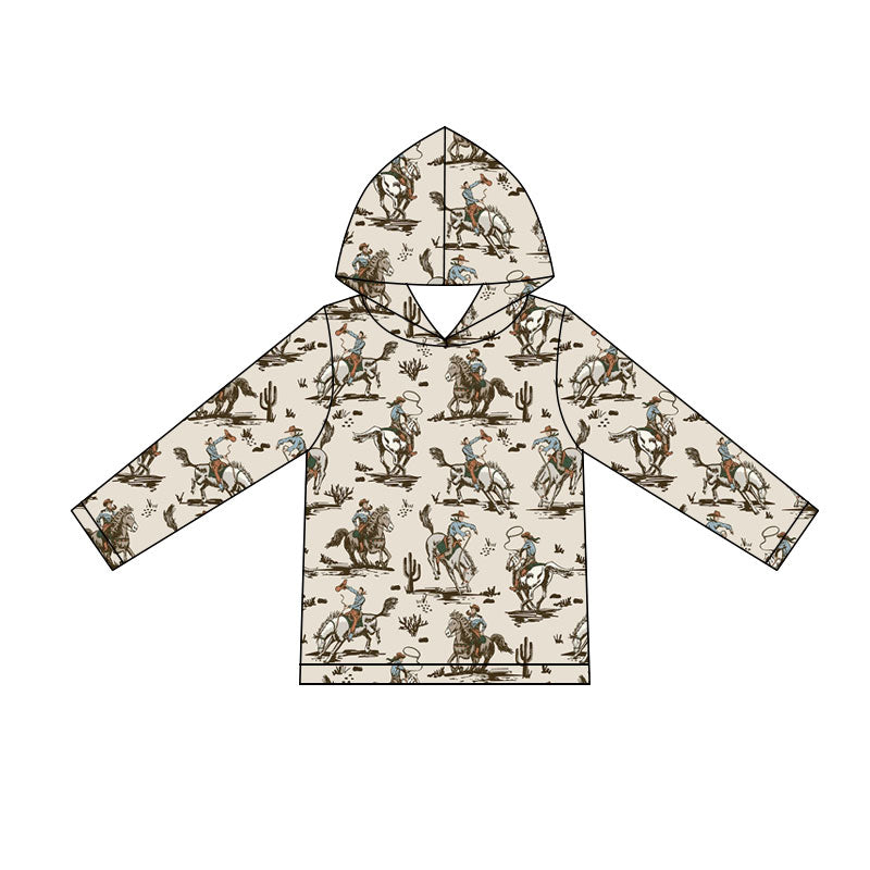 Baby Boys Long Sleeve Horse Rodeos Cactus Western Hoodies Top Preorder