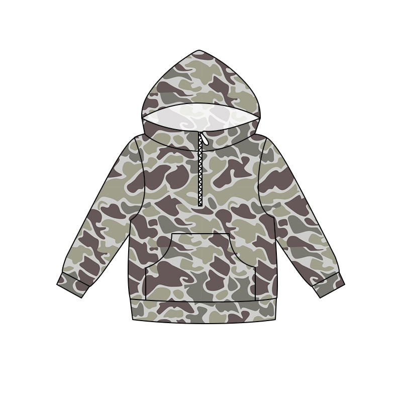 Baby Boys Long Sleeve Southern Camo Zip Pocket Hoodies Top Preorder