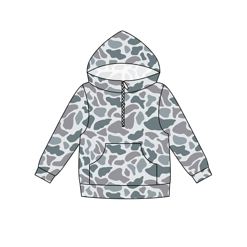 Baby Boys Long Sleeve Southern Camo Zip Pocket Hoodies Top Preorder
