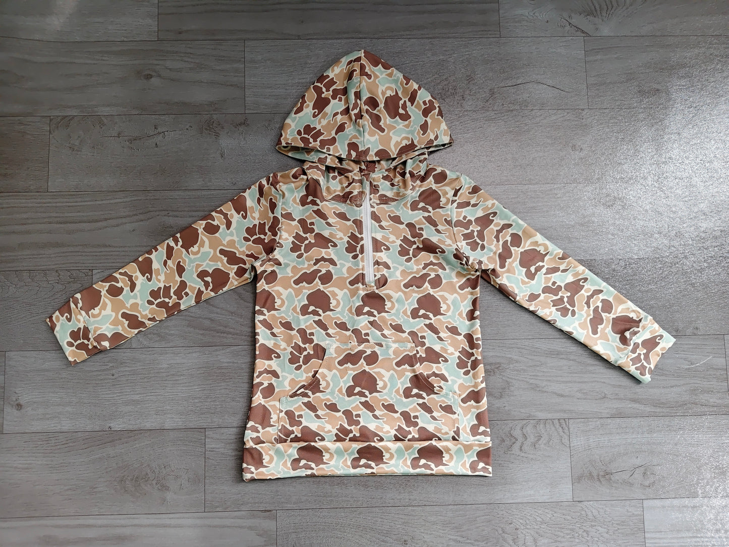 Baby Boys Long Sleeve Southern Khaki Camo Zip Pocket Hoodies Top