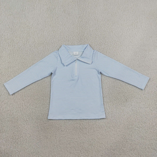 Siblings Baby Kids Long Sleeves Light Blue Stripe Zip Pullovers Top