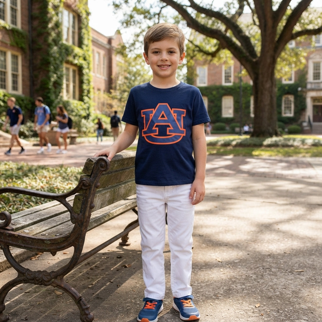 Baby Boys Navy Short Sleeve Vinyl AU Team T-shirts Top