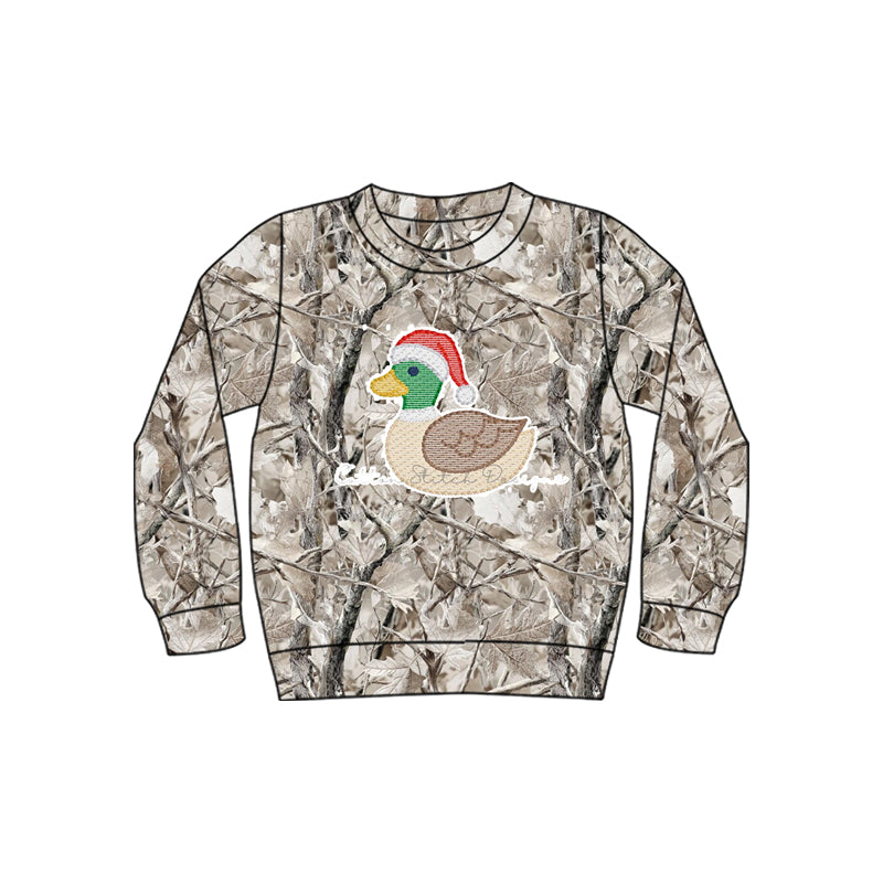 Preorder moq 5 Baby Boys Leaves Camo Embroidery Hat Ducks Christmas T-shirts Top