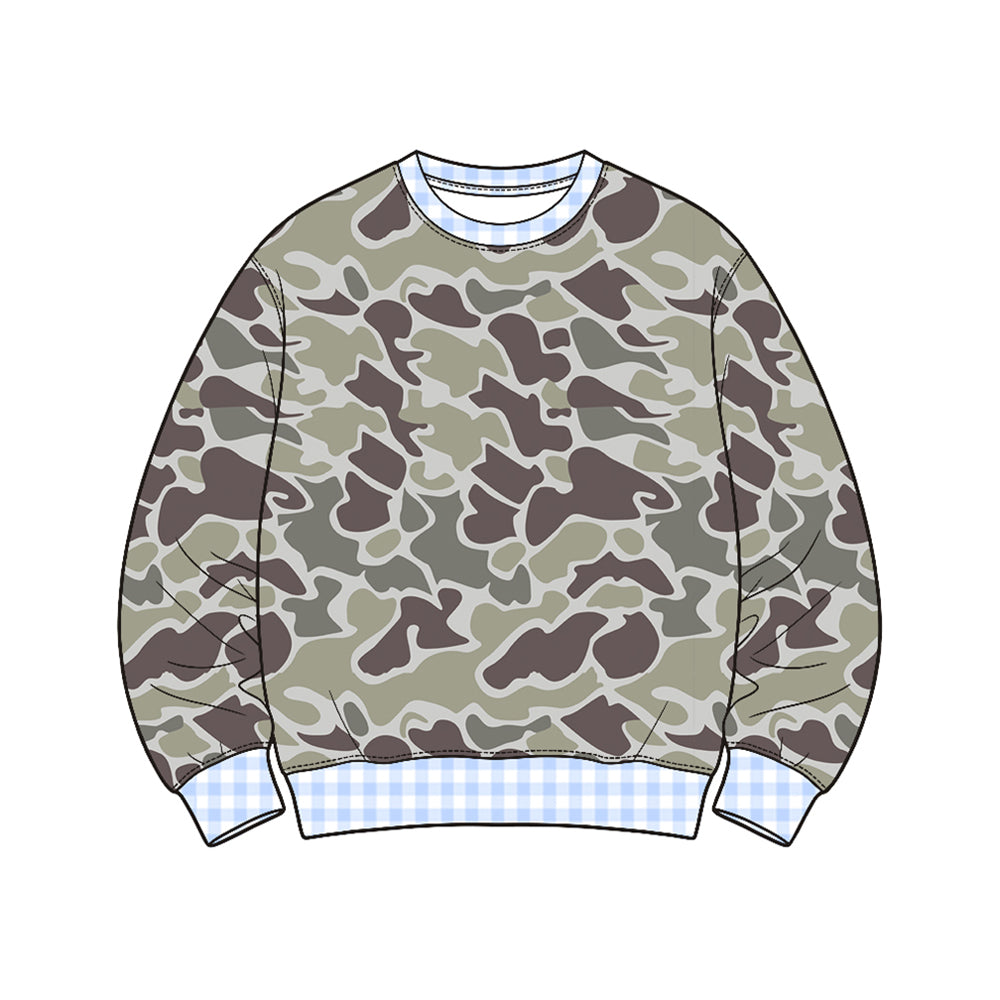 Preorder moq 5 Baby Boys Long Sleeve Southern Grey Camo T-shirts Top