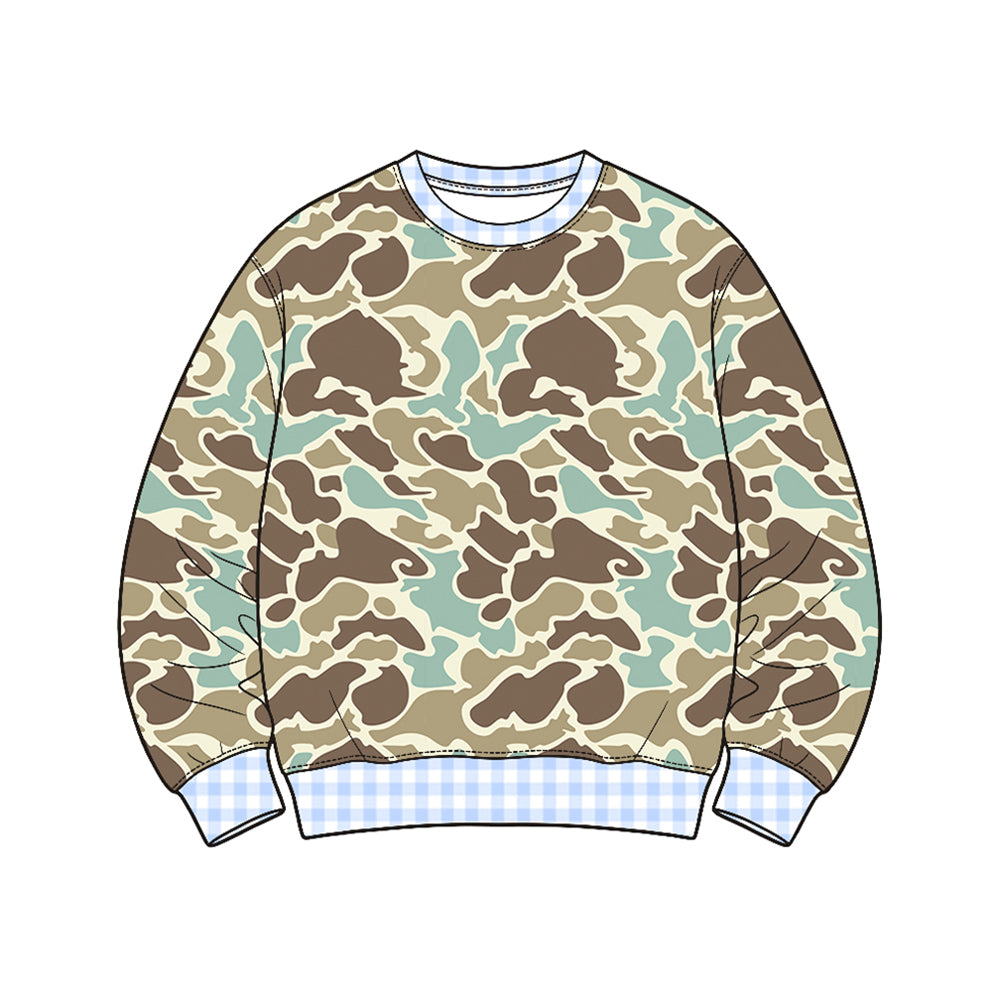 Preorder moq 5 Baby Boys Long Sleeve Southern Green Camo T-shirts Top