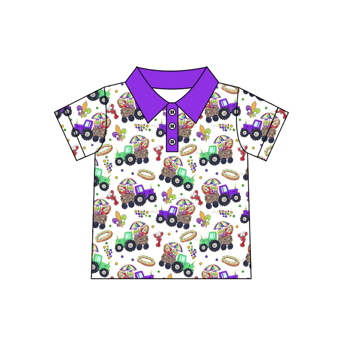 Baby Boys Mardigras Donuts Crayfishes Button Polo Shirts Top Preorder