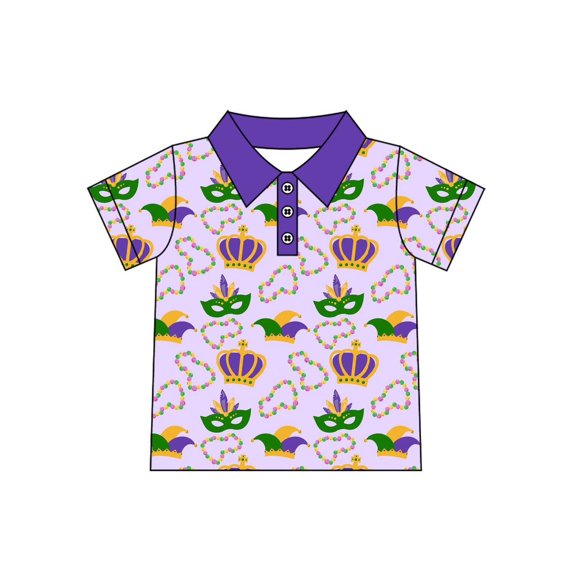 Baby Boys Mardigras Anchors Necklaces Button Polo Shirts Top Preorder