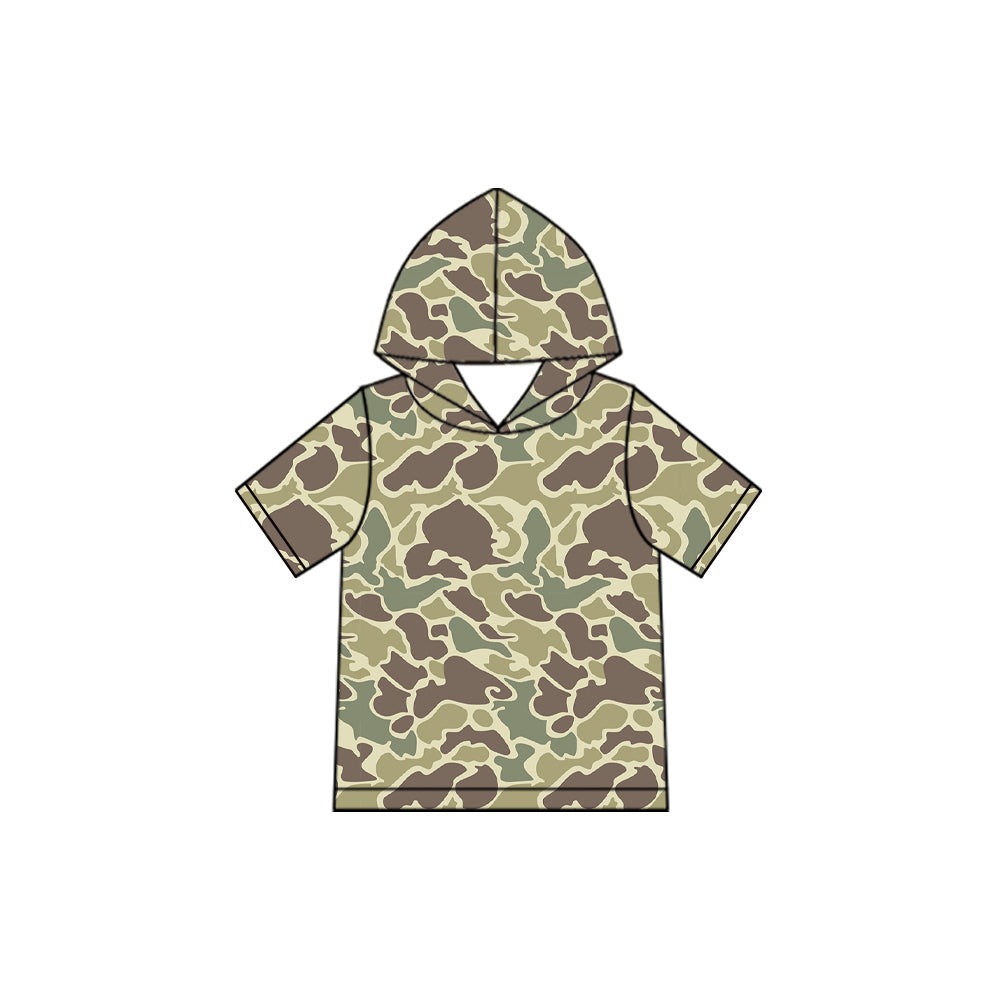 Baby Boys Short Sleeve Khaki Camo Hoodie Top Preorder