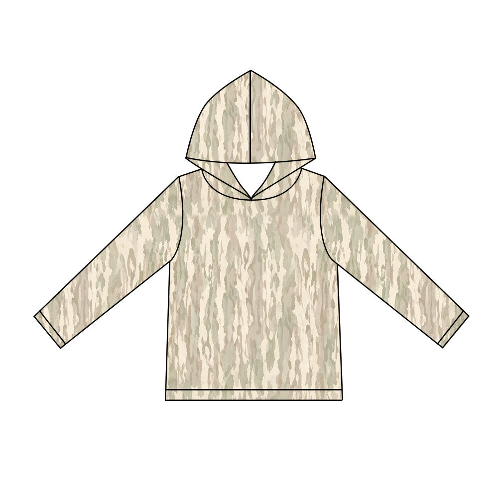 Preorder moq 5 Baby Boys Long Sleeve Khaki Camo Hoodies Top