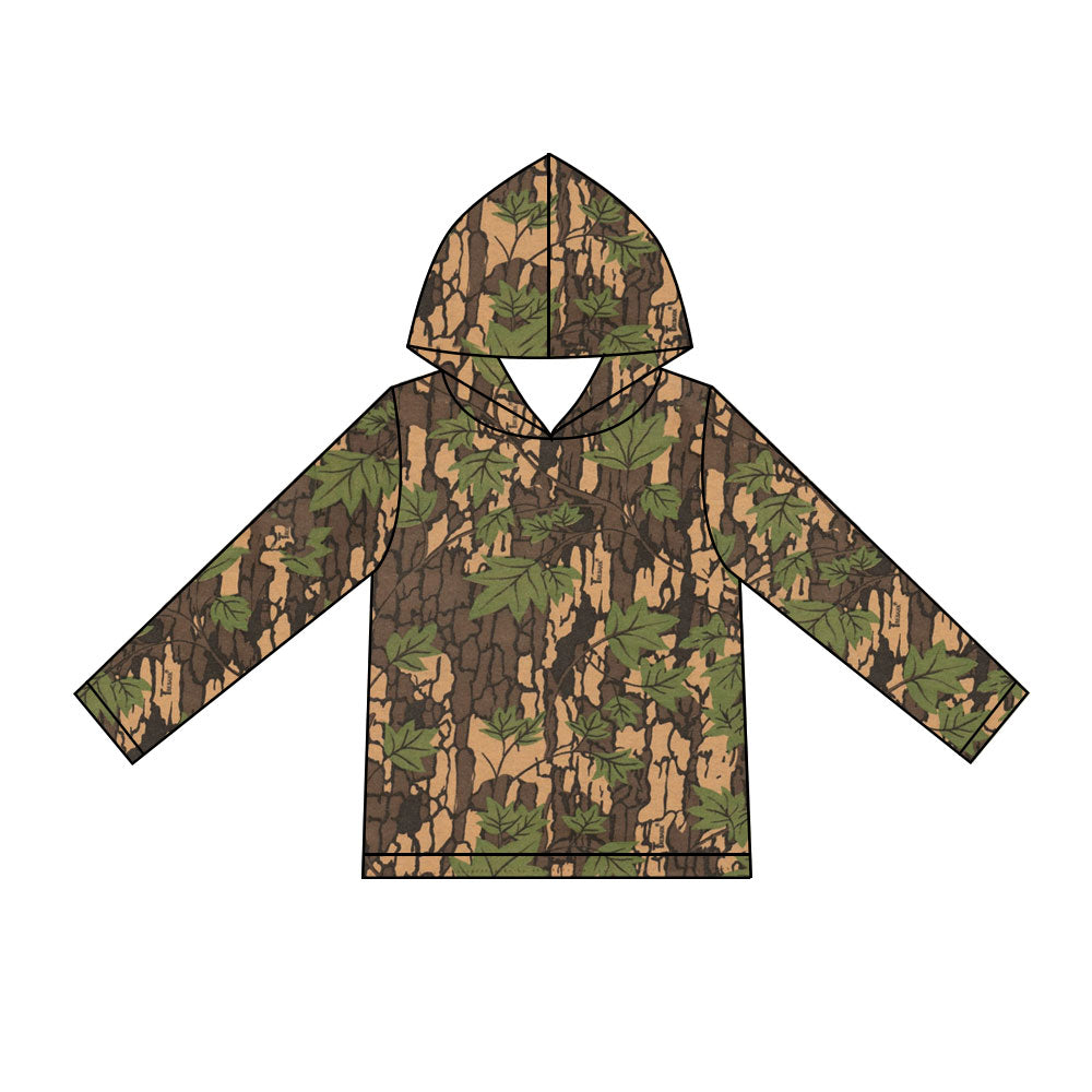 Preorder moq 5 Baby Boys Long Sleeve Leaves Camo Hoodies Top