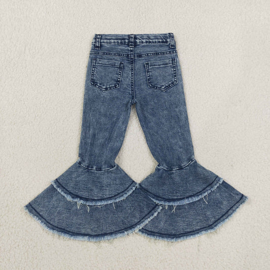 Washed Blue ruffle denim jeans