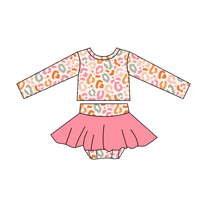 Baby Girls Pink Leopard Tee Ruffle Bummies Clothes Sets Preorder