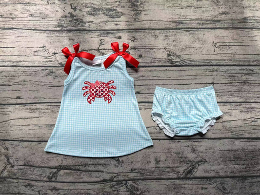 Baby Girls Crab Blue Tunic Top Bummies Clothes Sets