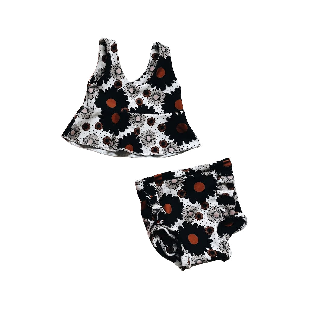 Baby Girls Black Flowers Tunic Top Bummies Clothes Sets Preorder