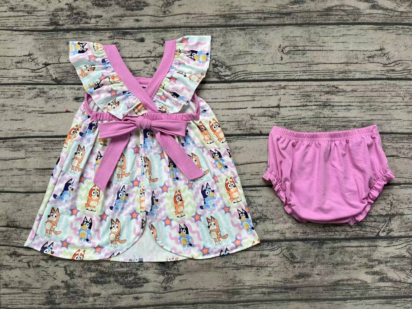 Baby Girls Dogs Colorful Tunic Top Bummies Clothes Sets