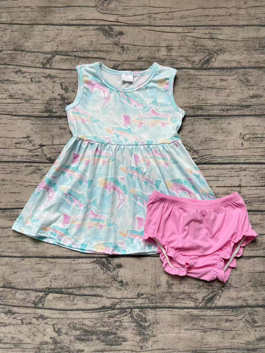 Baby Girls Blue Shark Tunic Top Bummies Clothes Sets