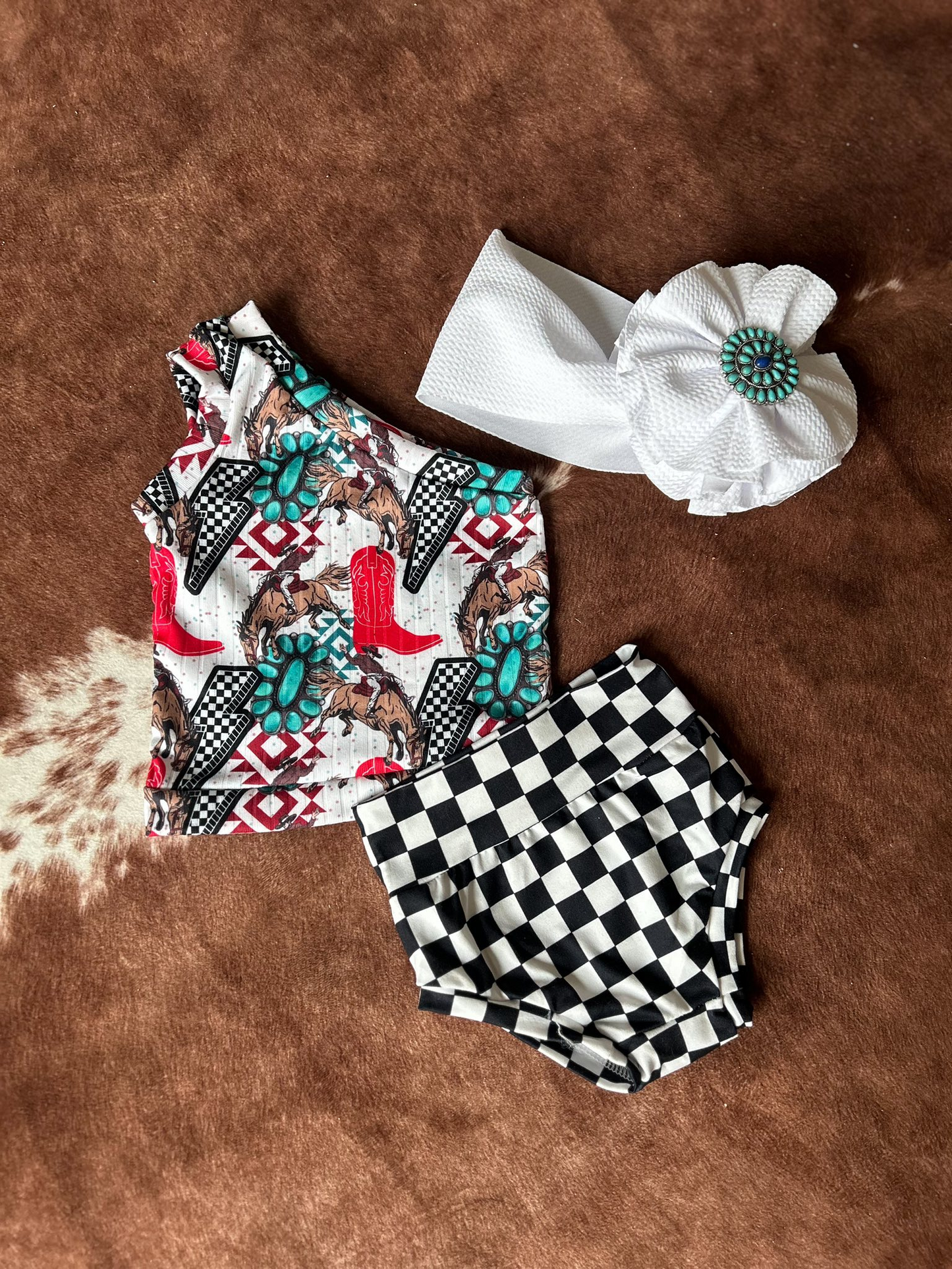 Baby Girls One Shoulder Boots Top Bummies Western Clothes Sets Preorder