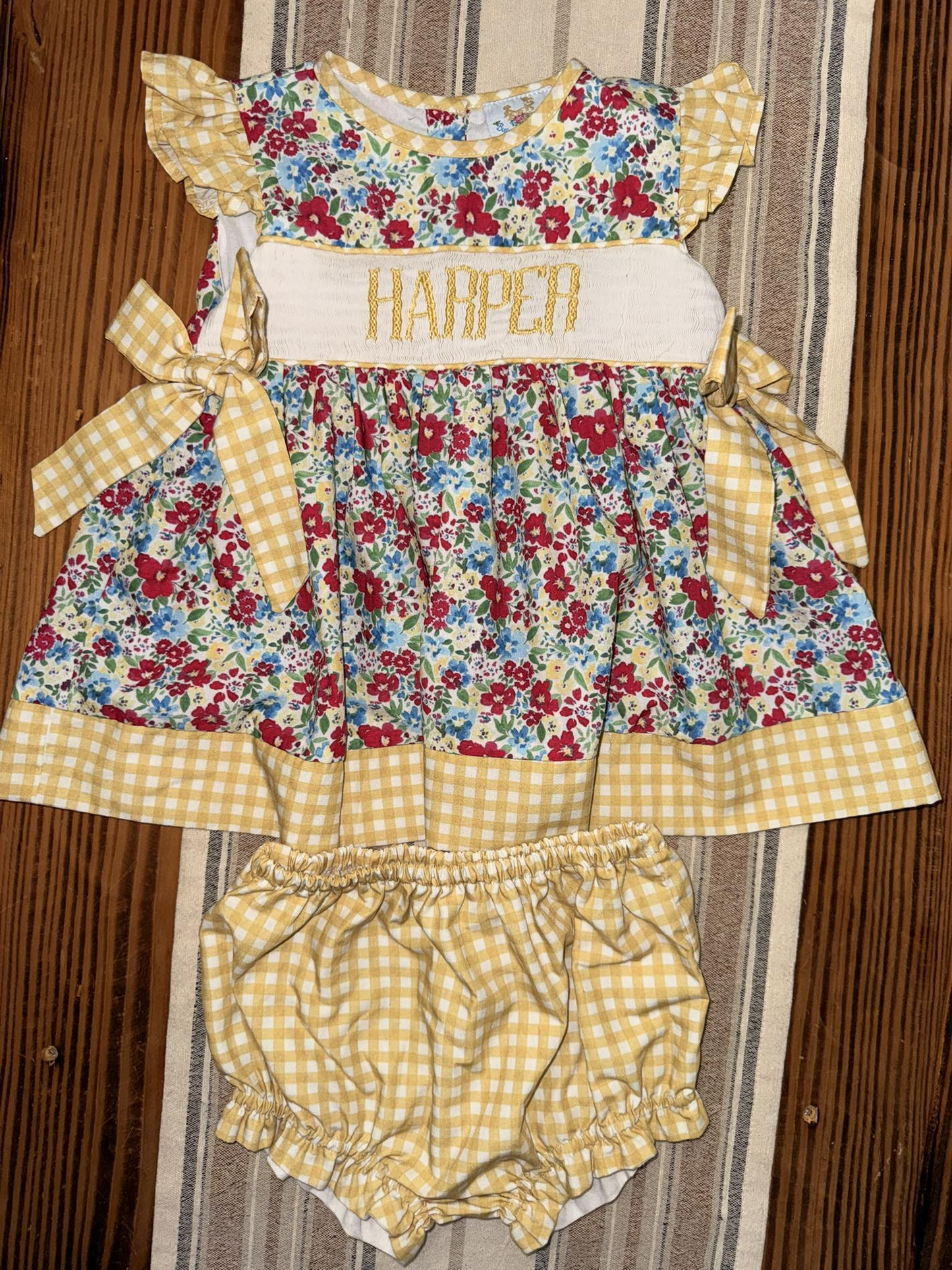 Baby Girls Flowers Harper Tunic Checked Bummies Clothes Sets Preorder