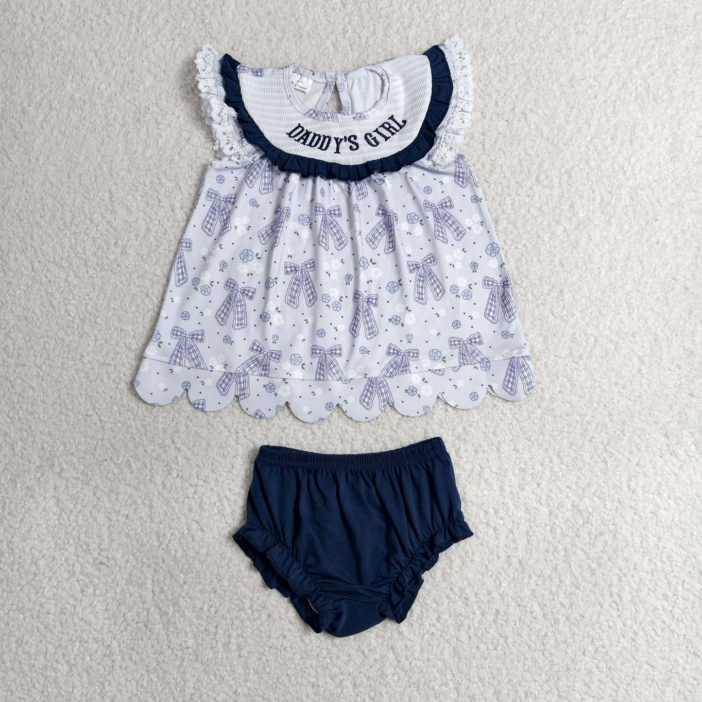 Smocked Daddy's Girl Flowers Bows Tunic Bummies Clothes Sets Preorder