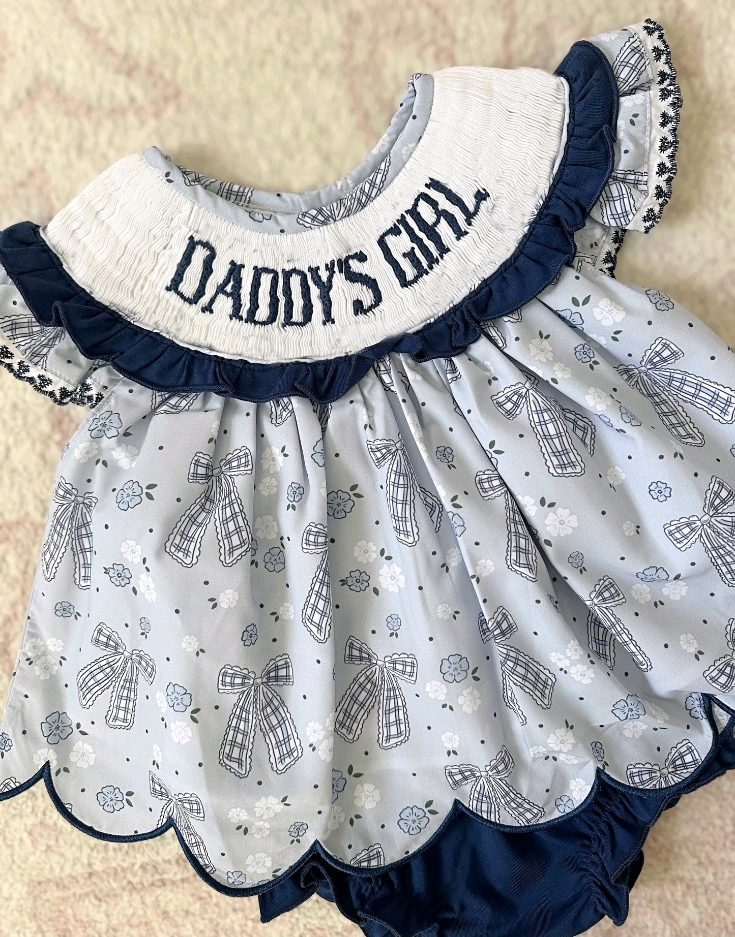 Smocked Daddy's Girl Flowers Bows Tunic Bummies Clothes Sets Preorder
