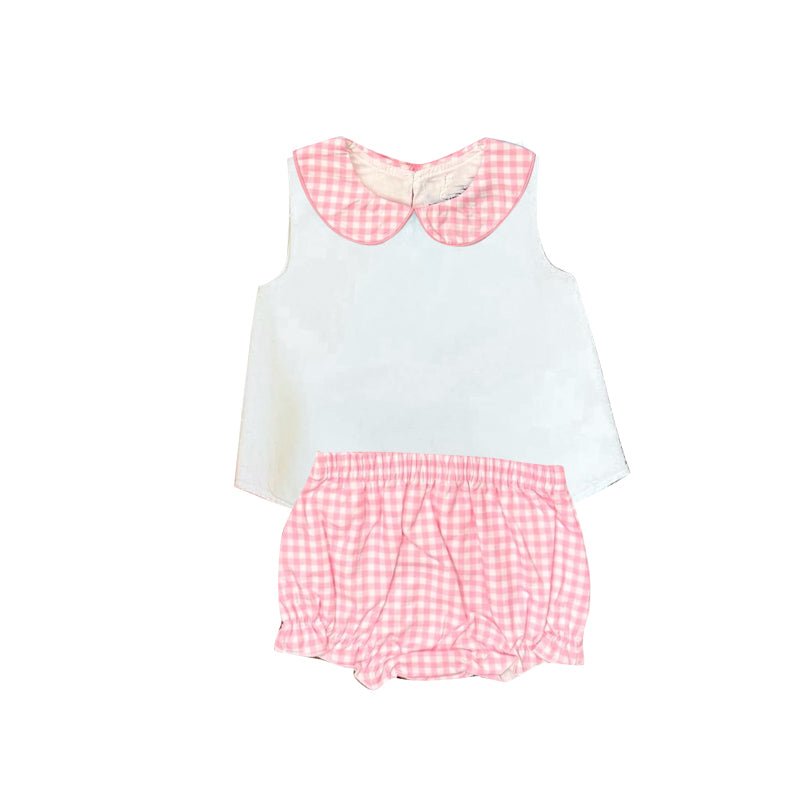 Baby Girls Light Pink Checked Tunic Bummies Clothes Sets Preorder