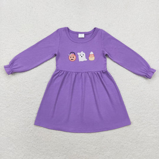Sibling Baby Girls Lavender Ghost Halloween Rompers Dresses