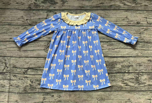 Baby Girls Blue Bows Ruffle Knee Length Dresses