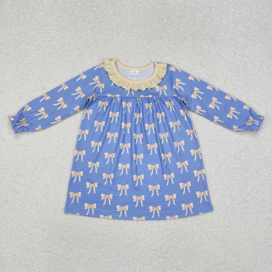 Sibling Baby Girls Blue Bows Rompers Dresses