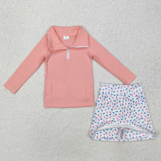 Baby Girls Pink Pullover Active Wear Top Shorts Skirts Clothes Sets