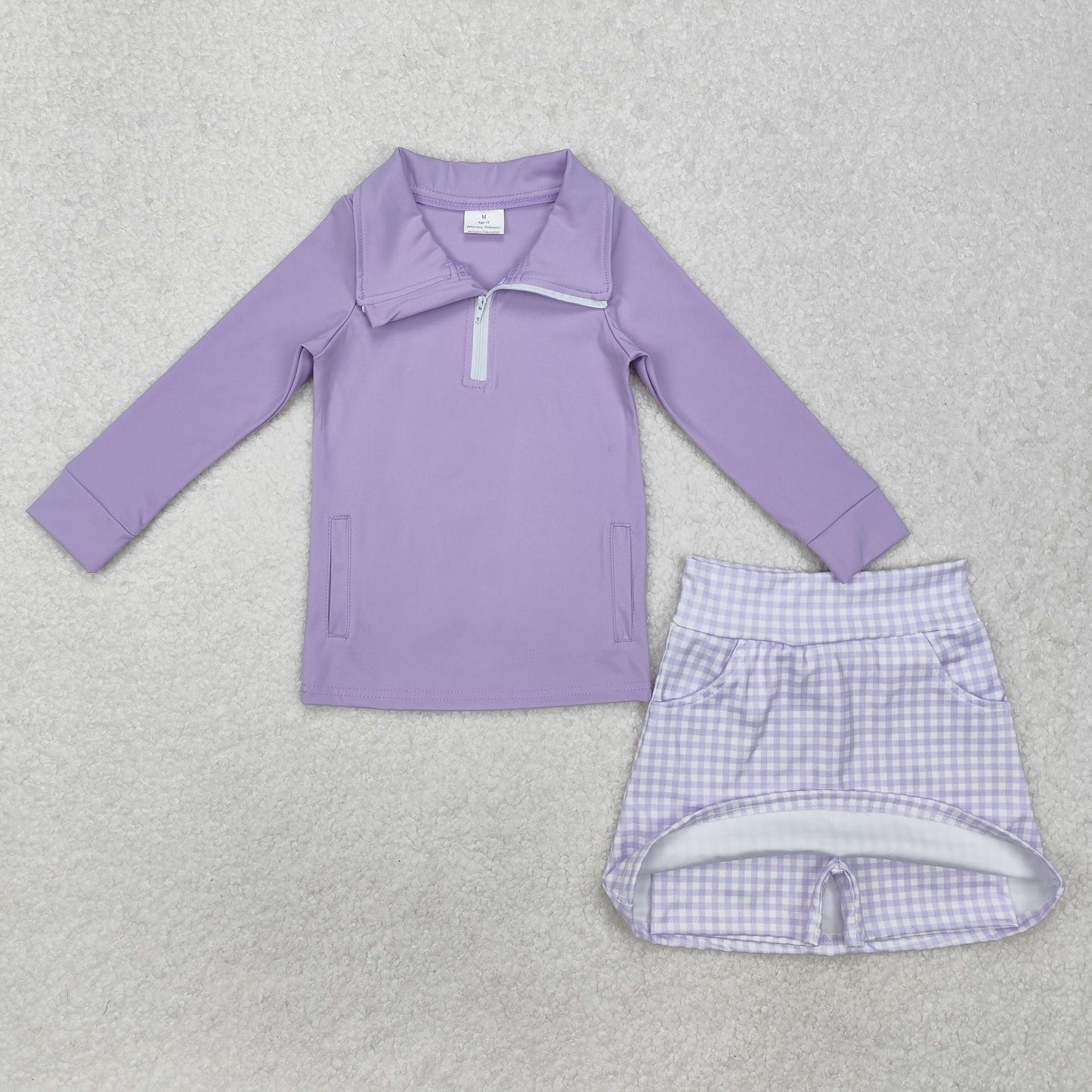 Sibling Baby Girls Lavender Yoga Vest Pullovers Bell Bottom Pants Skort Active Wear Clothes Sets