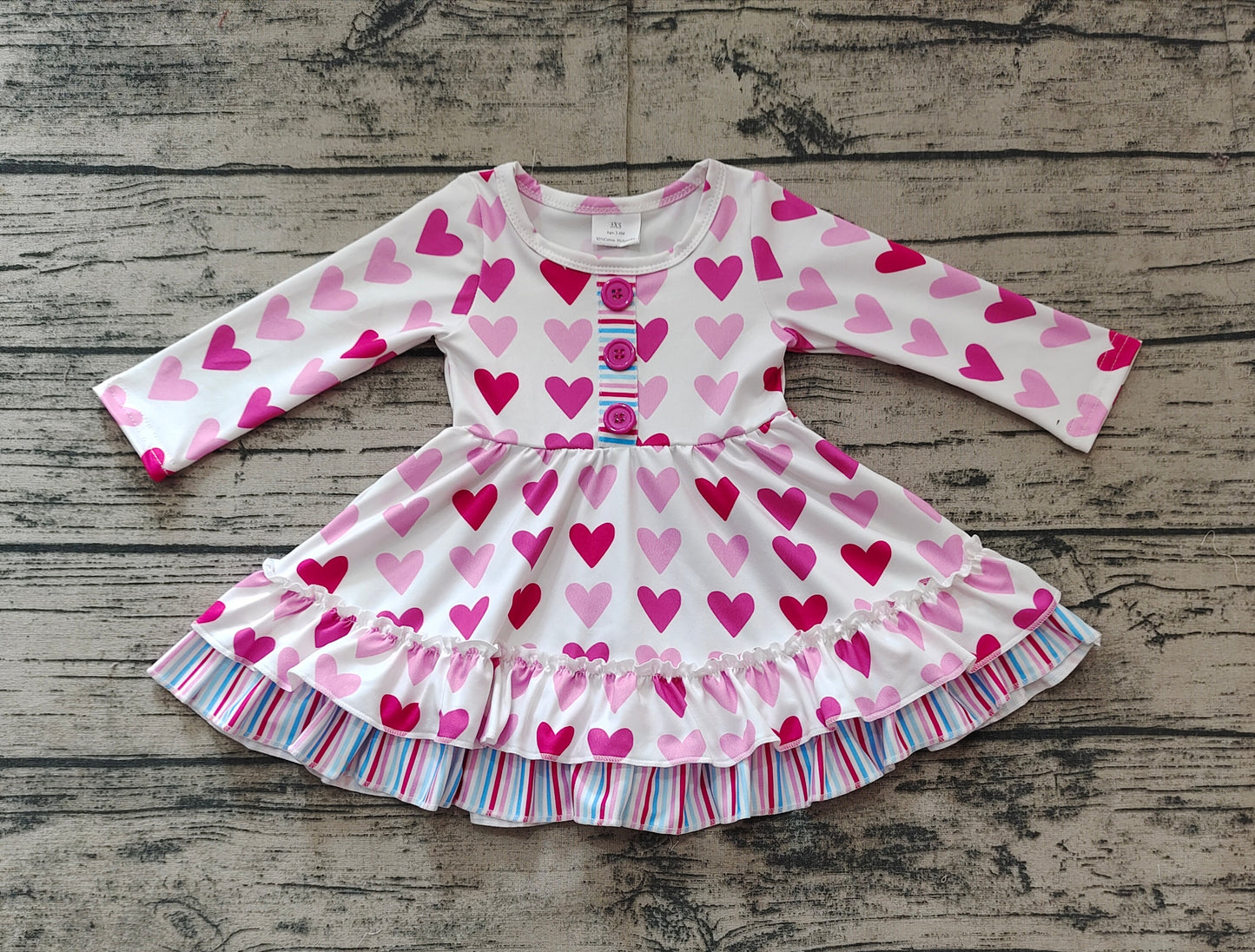 Baby Girls Valentines Pink Hearts Knee Length Dresses