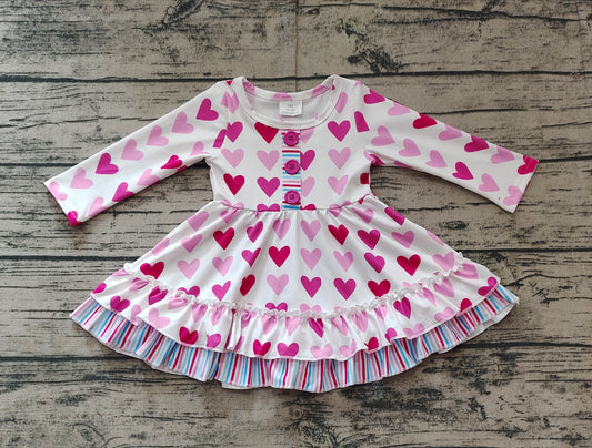 Baby Girls Valentines Pink Hearts Knee Length Dresses