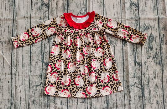 Baby Girls Christmas Santa Leopard Knee Length Dresses