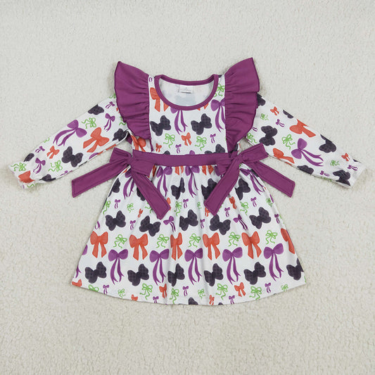 Sibling Baby Girls Halloween Colorful Bows Rompers Dresses
