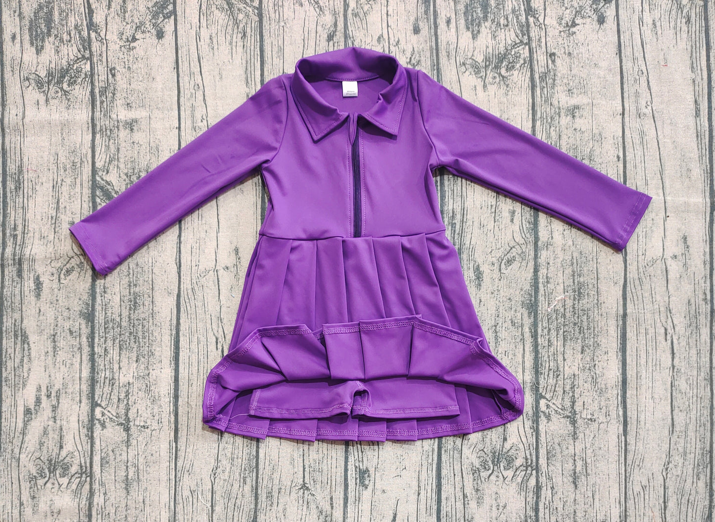 Baby Girls Purple Long Sleeves Zipper Yoga Active Knee Length Dresses
