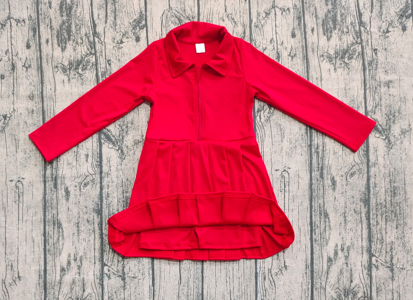 Baby Girls Yoga Red Long Sleeves Zipper Knee Length Dresses