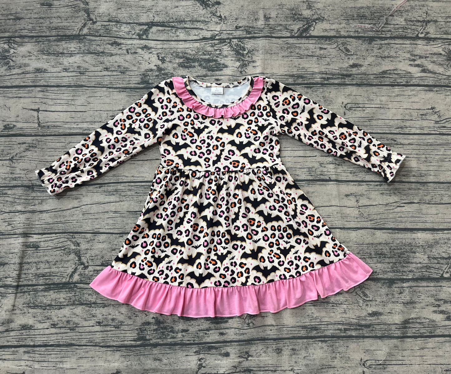 Baby Girls Halloween Leopard Bats Knee Length Dresses