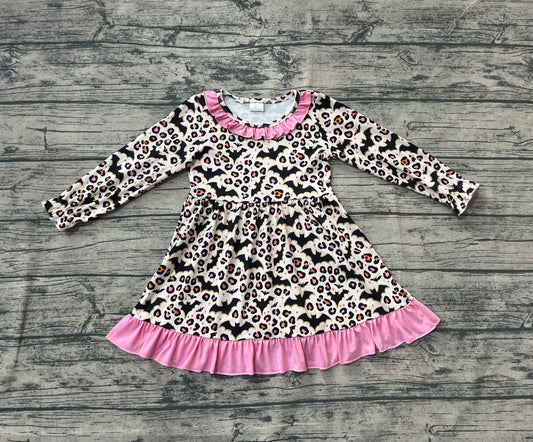 Baby Girls Halloween Leopard Bats Knee Length Dresses