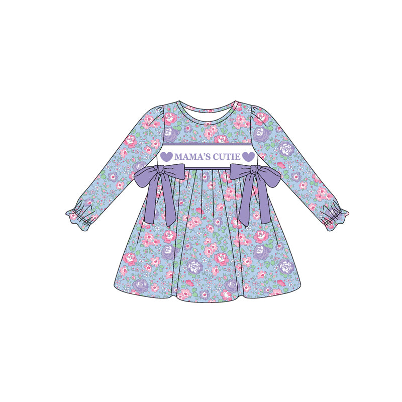 Baby Girls Mamas Cutie Flowers Bows Knee Length Dresses Preorder