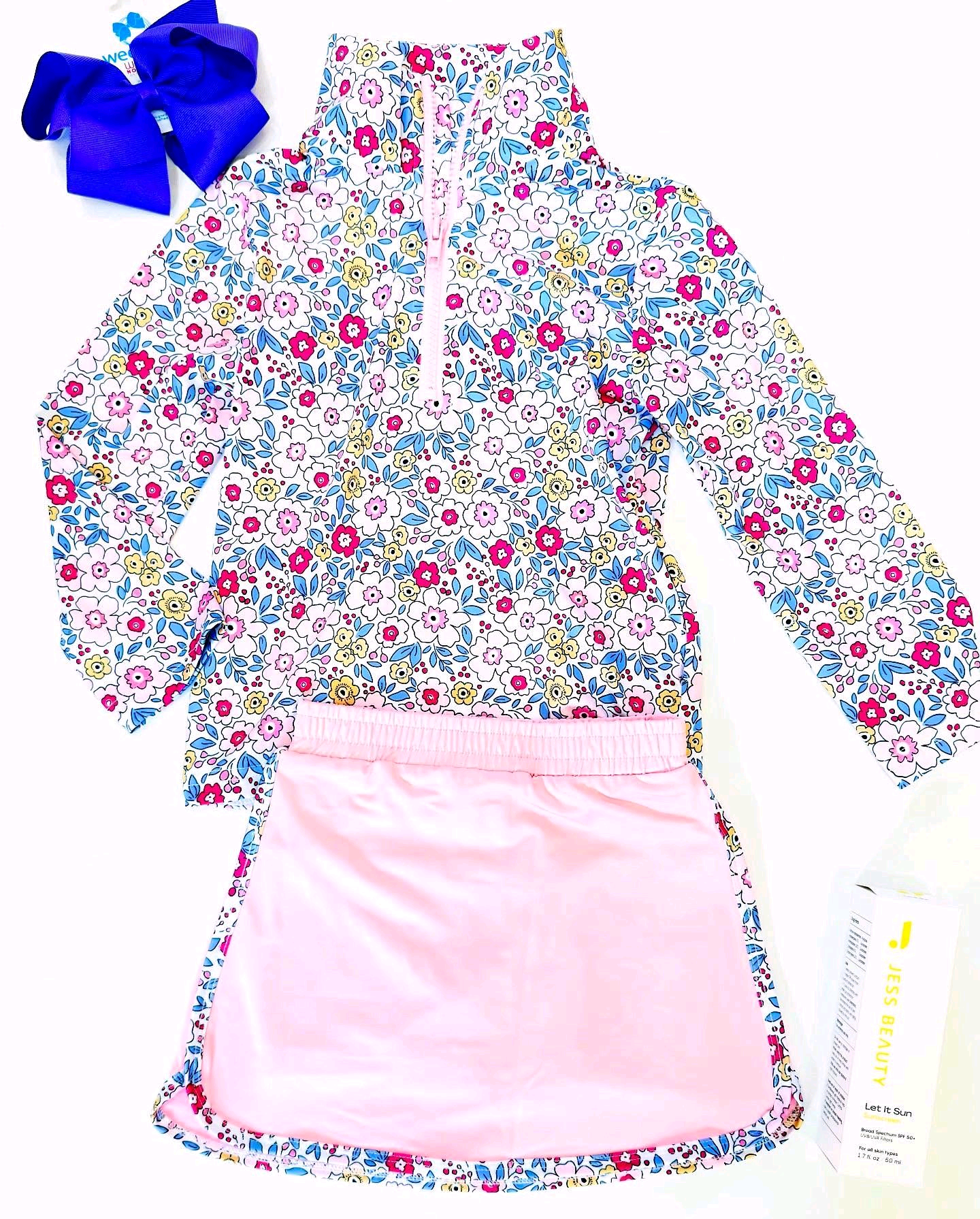 Baby Girls Flowers Zipper Pullovers Top Skirt Shorts Yoga Clothes Set Preorder