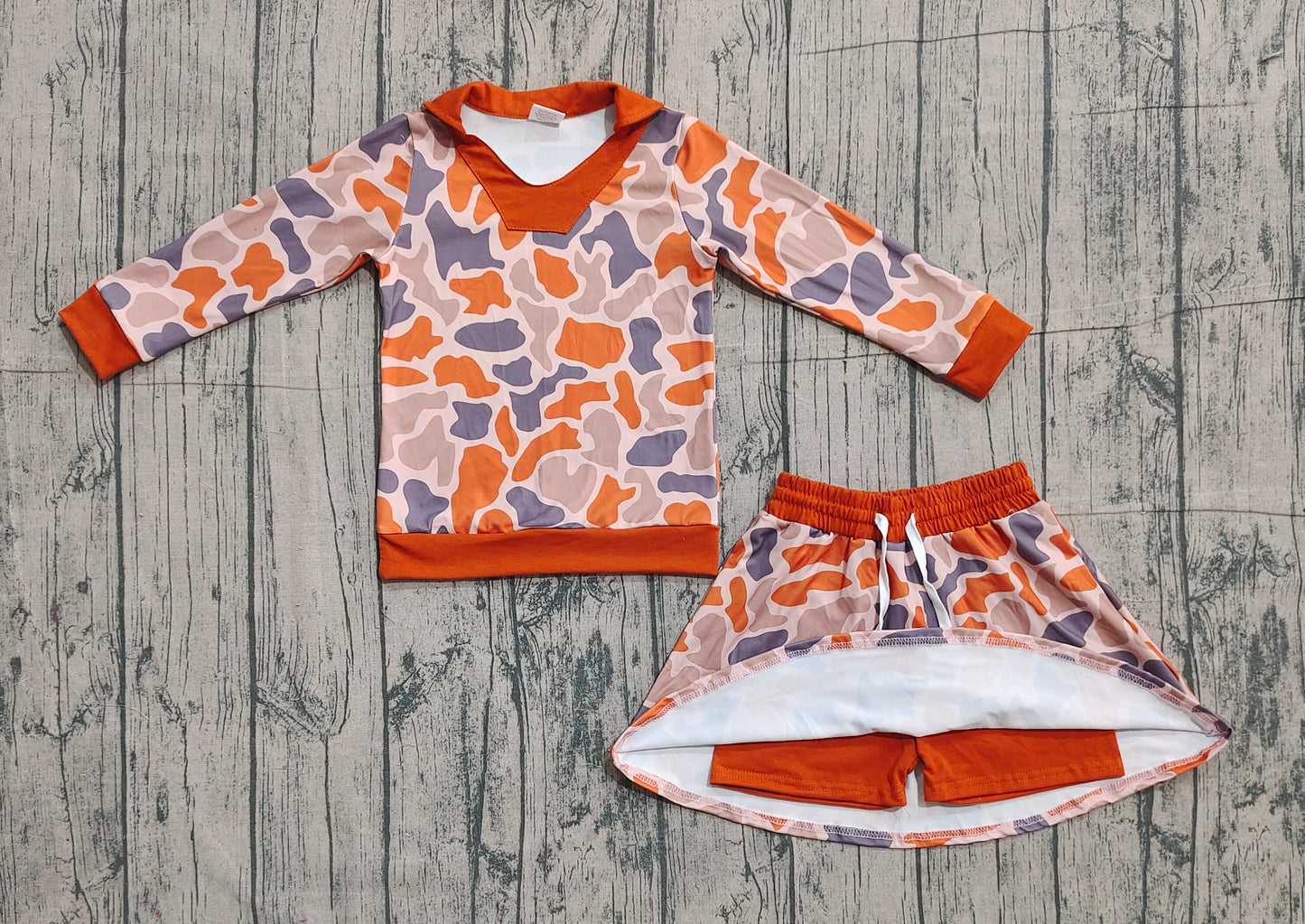 Baby Girls Southern Khaki Camo Long Sleeve Top Skirts Shorts Clothes Sets