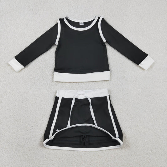 Baby Girls Black Long Sleeve Top Skirts Shorts Yoga Active Clothes Sets