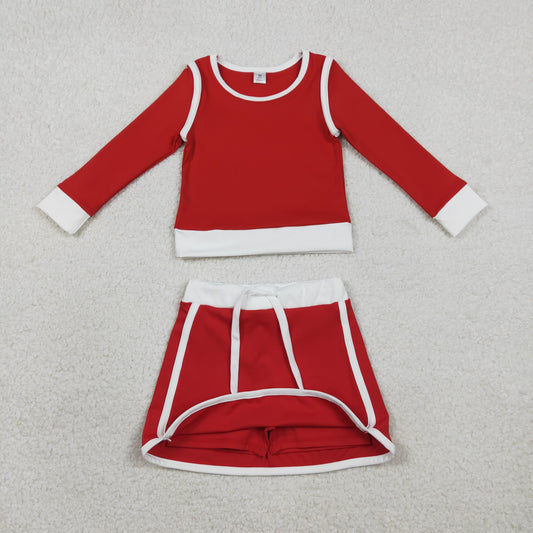 Baby Girls Red Long Sleeve Top Skirts Shorts Yoga Active Clothes Sets