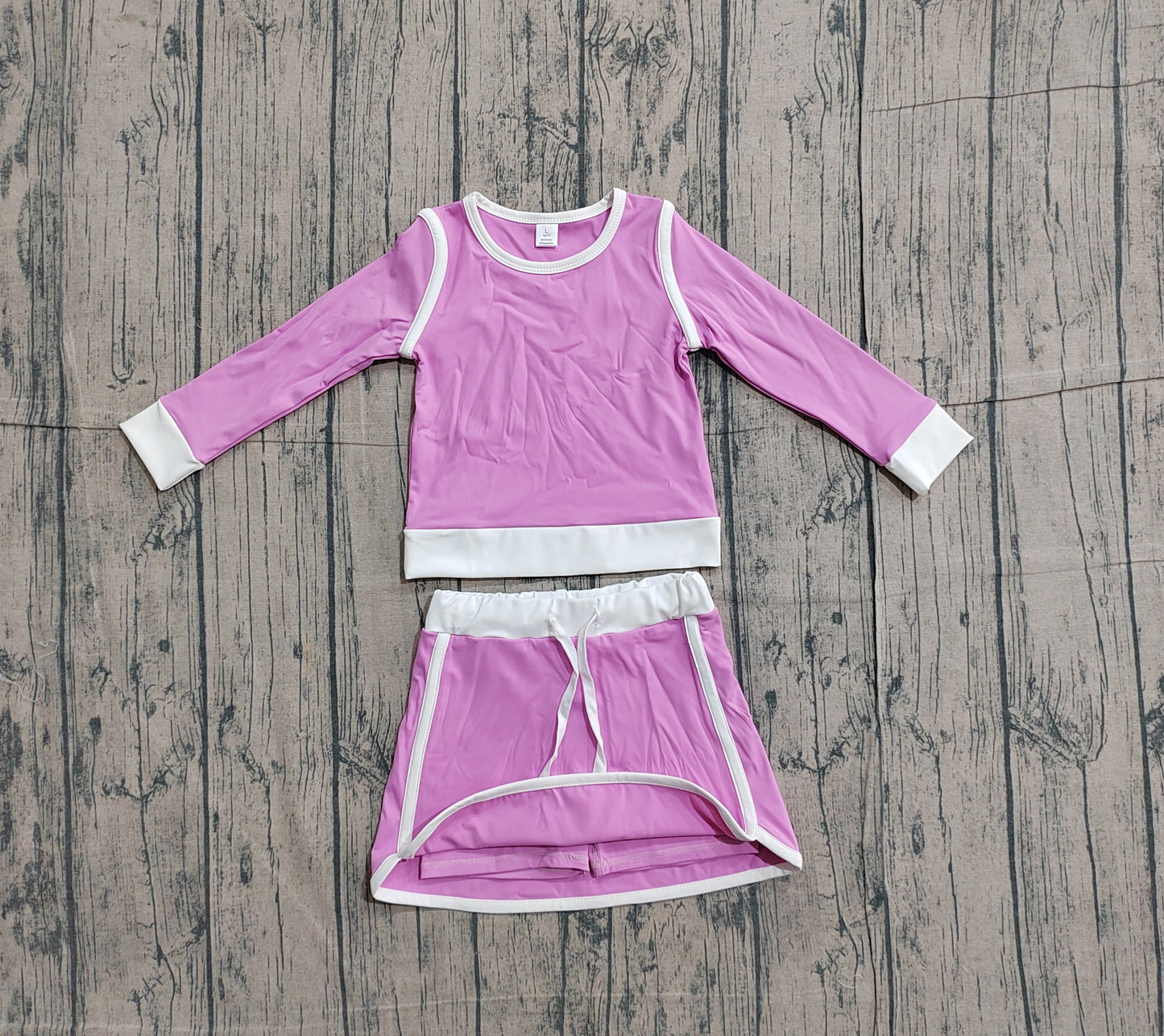 Baby Girls Lavender Long Sleeve Top Skirts Shorts Yoga Active Clothes Sets